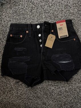 Levi's Black 501 High-Rise Distressed Women's Jean Shorts